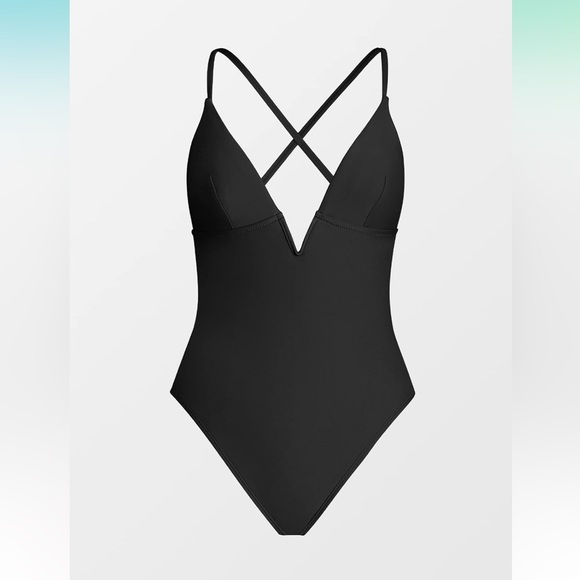 CUPSHE One piece swimsuit Deep V Neck Crisscross Back Adjustable Strap - Picture 5 of 9